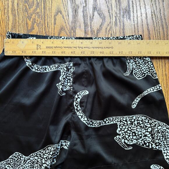 Victoria's Secret Satin Shine Patch Black Leopard Bling Shorts Boxer Pajama SM - Picture 8 of 10